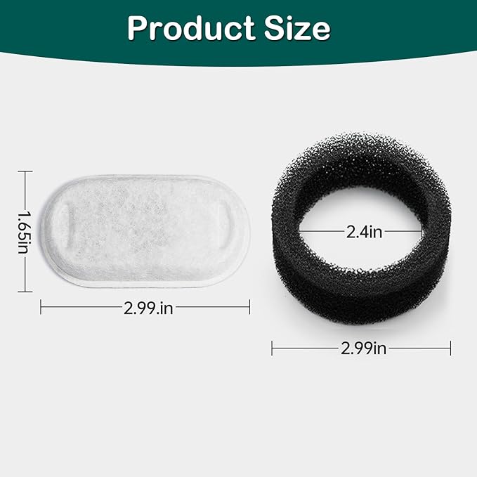 Cat Water Fountain Filters,16 Pack Cat Fountain Replacement Filters for Stainless Steel 67oz/2L Adjustable Water Flow Pet Water Fountain,Dog Water Fountain (8+8 Pack)