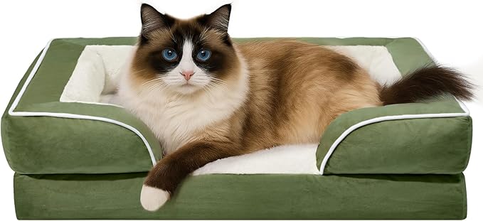 Comfort Expression Small Dog Beds Waterproof Cat Beds Orthopedic Foam Sofa Beds for Small Dogs Comfy Pet Bed with Washable Removable Cover & Non-Slip Bottom(XX-Small,Light Green)