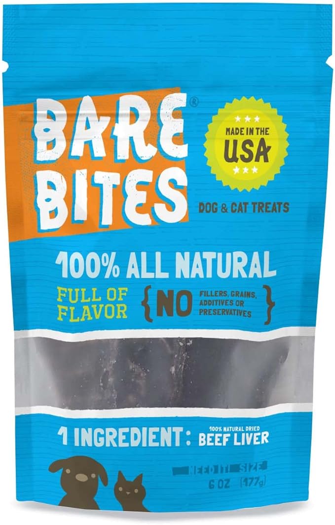 100% All Natural Dehydrated Beef Liver Dog and Cat Treats (6 Ounce Bag) (6 Ounce Bag)