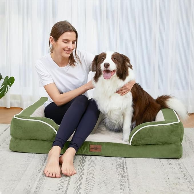 Comfort Expression XXL Orthopedic Dog Bed for Extra Large Dogs, Orthopedic Foam Dog Beds Washable, Waterproof Pet Sofa Couch with Removable Cover & Non-Slip Bottom(XX-Large,Light Green)