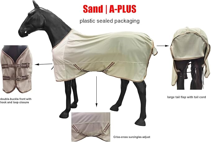 BARN & STABLE Breathable and UV Protective Tear-Resistant Mesh Horse Fly Sheet Comfy Equine Summer Sheet with Removable Web Leg Straps