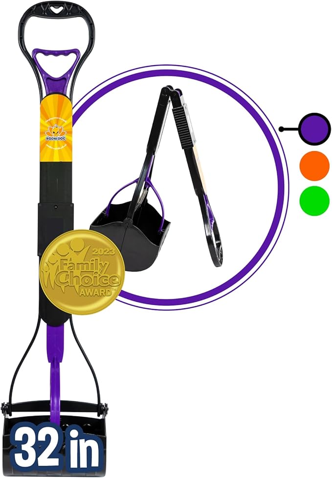 Bodhi Dog Large Foldable Pooper Scooper - 32” Long Handle, Lightweight Portable Pooper Scooper for Small & Large Dogs - Easy to Use - Made with Premium Durable Materials (Purple)