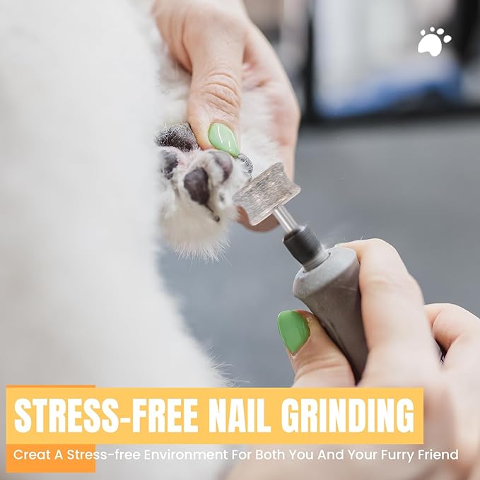 CAELUM Diamond-Coated Pet Nail Grinder Bit, 1/8” Shank for Dremel Nail Tools, Durable & Low-Noise Nail Trimmer for Dogs, Top & Side Grinding, Gentle, Precise Nail Grooming（80grit）