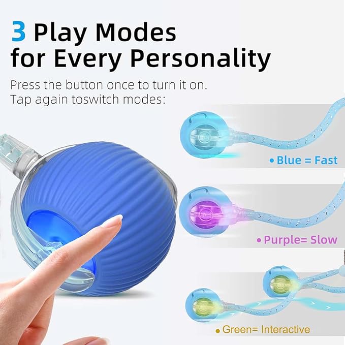 Speed 2.0 Tail Interactive Cat Toys for Indoor Cats, Chirping & Motion Activate Cat Toy, Smart Kitten Rolling Ball Moving Ball Toys, Rechargeable Dog Cat Bal l for Enrichment Exercise (Yellow)