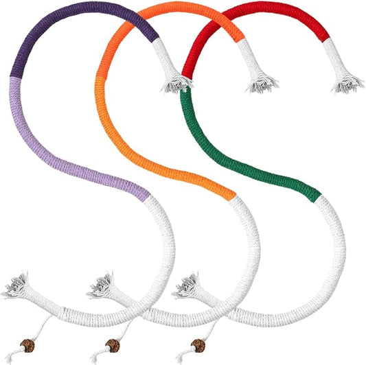 Cat Chew Ropes 3 Pack with Natural Catnip, Interactive Catnip Toys for Indoor Cats, Safe Teeth Cleaning Kitten Rope Toy, Durable Cat Kicker Chew Toy for All Breeds