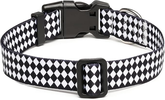 Mercano Adjustable Dog Collar - Special Design Patterns, Soft Nylon Comfortable Durable Pet Collar for Small Medium Large Dogs (S, Rhomb)
