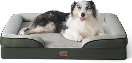 Bedsure XL Orthopedic Dog Bed for Extra Large Dogs - Waterproof XLarge Dog Cat Bed, Comfort Dogs Couch Sofa with Washable Removable Cover, Pet Bed with Nonskid Bottom, Boreal Canopy Green, 42"