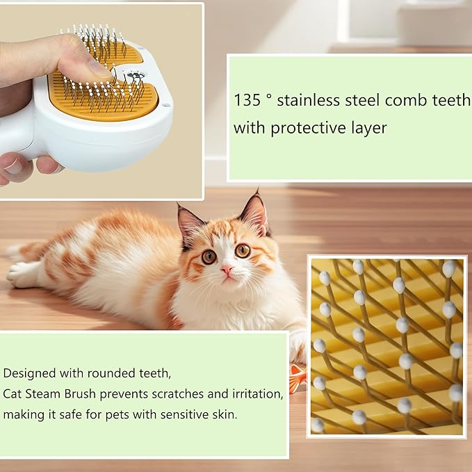 Cat Steam Brush for Shedding Dog Brush with Steam Pet Hair Cleaning Brush Comb for Spray 3 in 1 Pet Grooming for Long & Short Haired Pets – Spritz Defur Comb for cats