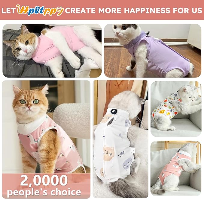 Cat Recovery Suit for Spay Abdominal Wounds, Breathable Cat Onesie for Cats After Surgery Female, Kitten Surgical Recovery Suit Female Cone of Shame Alternative for Cats Anti Licking