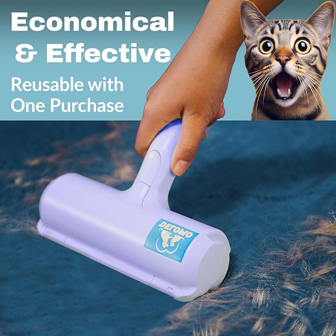 DELOMO Pet Hair Removal Tool, Pet Hair Remover - Lint Roller for Pet Hair - Cat and Dog Hair Remover for Couch, Furniture, Carpet, Car Seat, Reusable Lint Roller with Fur Bin, Pet Owner Essential