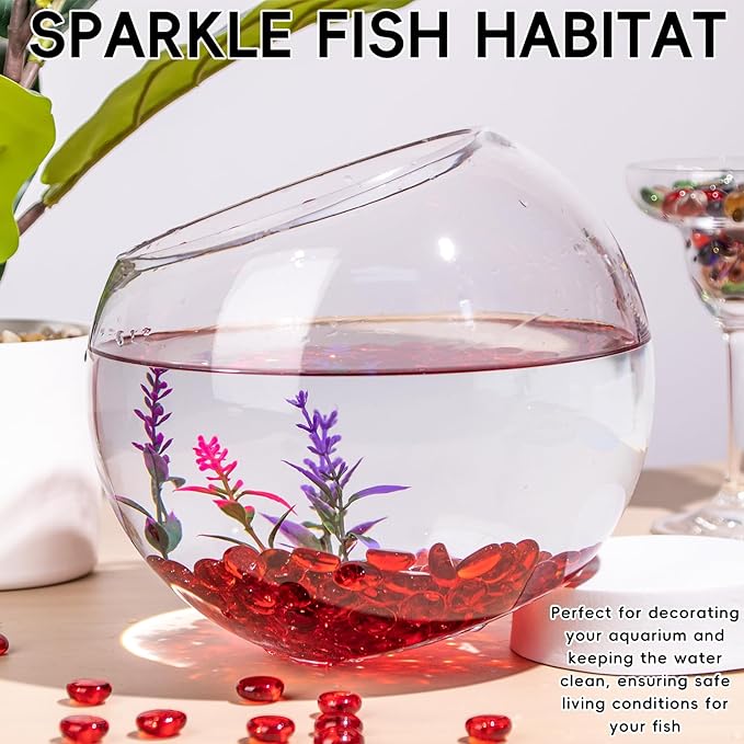 1 LB Red Glass Marbles, Mini Flat Glass Beads~150 PCS for Vase Fillers, Floral Bottom Mancala Gems Pebbles Fish Tank Rocks for Table Aquarium,Home Decor Art Craft Supplies(0.5"~0.7")