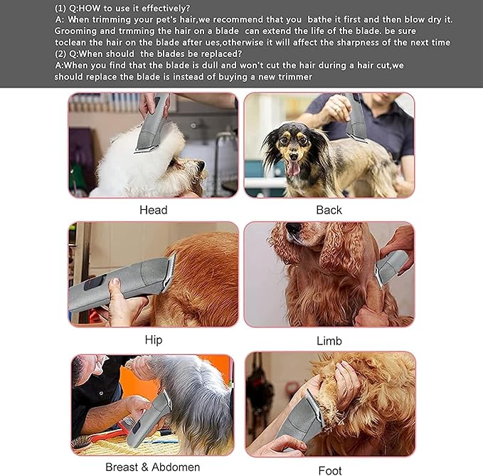 Audoc 3Pcs 40 Blade Dog Grooming Clipper Replacement Blades Compatible with Wahl/Oster Dog Clippers,Detachable Ceramic Blade & Stainless Steel Blade,Size 40 Cut Length 1/100"(0.25mm)