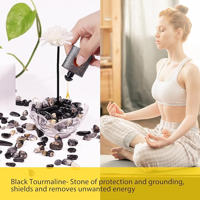 Black Tourmaline Crystal Chips Tumbled Stone 1 lb 600+Pcs Polished Crystal Aquarium Gravel Rocks for Fish Tank, Gardening,Flower Pots,Vase Fillers,Indoor Water Fountains,Landscaping