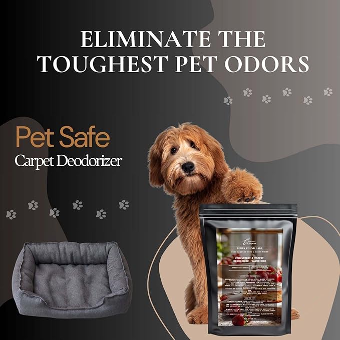 Berry Pound Cake Carpet Freshener Powder Refill 36 oz | Powerful Odor Eliminator for Home | Upholstery Deodorizer | Carpet Deodorizer | Pet Urine | Cat Litter Box | Strawberry Pound Cake Fragrance