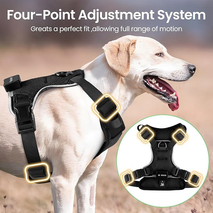 Light Up Dog Harness,No Pull Led Dog Harness Rechargeable, Reflective Lighted Safety Vest for Small Medium Large Dogs,High Visibility,4 Point Adjustable,Breathable Soft Mesh,Black,S
