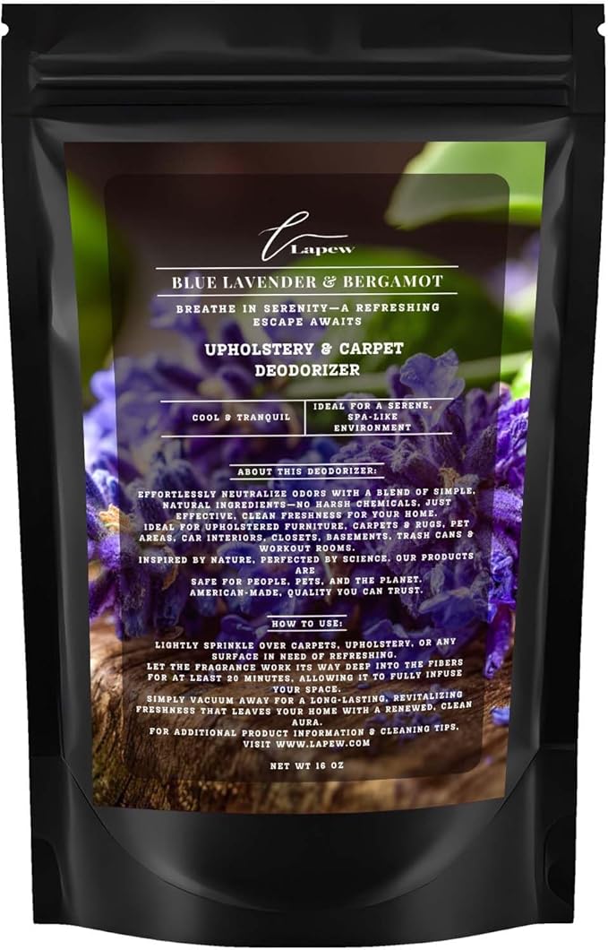 Blue Lavender & Bergamot Carpet Freshener Powder: Powerful Odor Eliminator for Home, Upholstery Deodorizer, Carpet Deodorizer, Pet Urine, Cat Litter Box - Blue Lavender & Bergamot