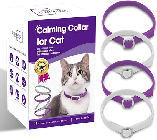 Calming Collar for Cats - 4 Pack, Adjustable Size, Efficiently Reduces Anxiety & Stress for 30 Days, Safe Cat Pheromone Collars, Calming Cat Collar