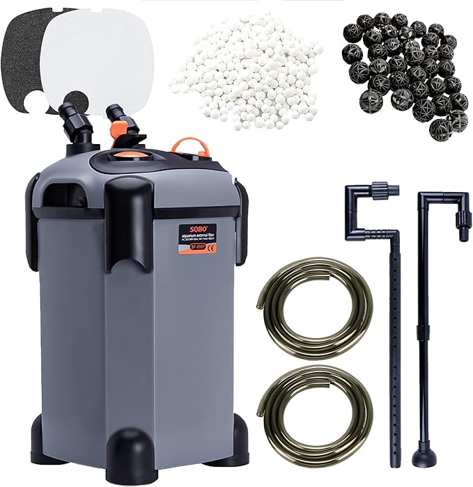 Aquarium Canister Filter with 3 Media Trays Spray Bar External Canister Filter for Large Fish Tank and Aquariums, 1500F - 397GPH