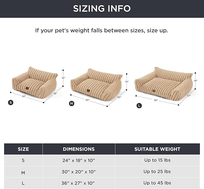 Bedsure Cute Dog Couch for Pets - Fluffy Dog Sofa with Premium Soft Corduroy Fleece, Pet Couch Bed with Washable Cover, Supportive Pet Sofa Bed for Medium Large Dogs, 36inch, Tuscan Beige