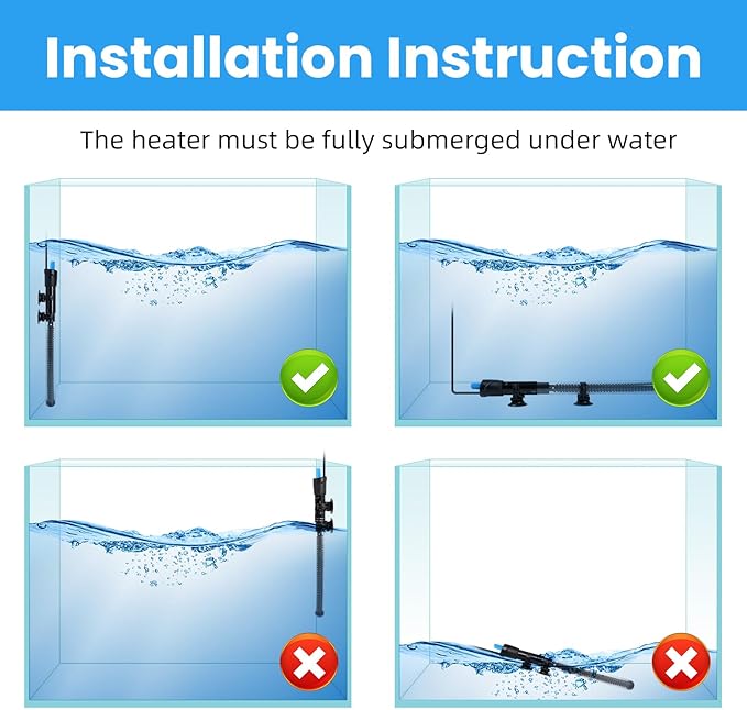 AQUANEAT Aquarium Heater, 200W Fish Tank Heater, Adjustable Submersible Water Thermostat with Digital Thermometer