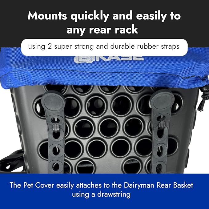 BiKASE Durable Dog Bike Basket & Carrier, Rear Mount Pet Basket for Bikes with Super Comfort Mat and Cover, Ideal for Small Dogs and Cats up to 12 lbs