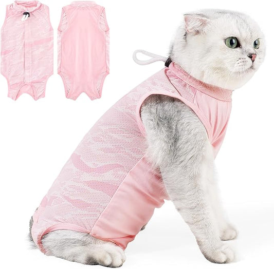 Cat Recovery Suit Cat Onesie for Cats After Surgery, Breathable Cats Surgery Suits Female for Abdominal Wounds, Kitten Recovery Suits E-Collar Alternative Onesie After Spay Anti Licking