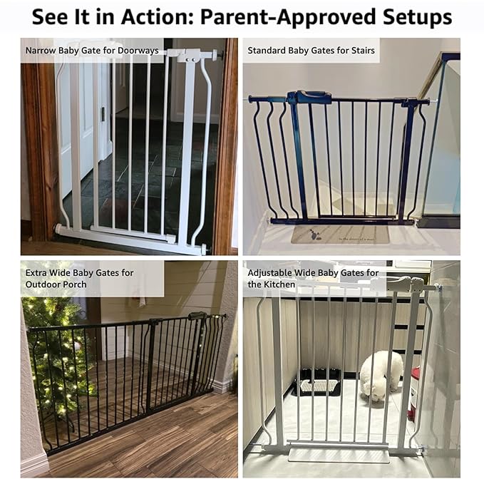 Baby Gates Extra Wide 53-57.5 Inch Large Baby Gate for Stairs Tension Pet Dog Gates Indoor for Doorways No Drilling Pressure Mounted Pet Gates for Kids