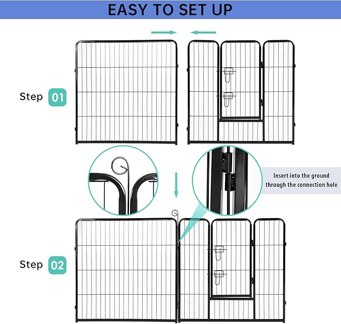 BestPet Dog Playpen Indoor 32 inch 24 Panels Metal Dog Pen Pet Dog Fence Outdoor Exercise Pen with Doors,Pet Puppy Playpen for RV Camping Yard, Black