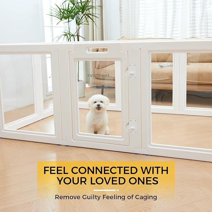 Clear Acrylic Plastic Dog Playpen - Clear Dog Play Pen - Easy Assemble Acrylic Dog Playpen - Puppy Playpen, Cat Playpen, Small Animal Playpen, Dog Play Pen Indoors (White, 30.3" H, 10PCS)