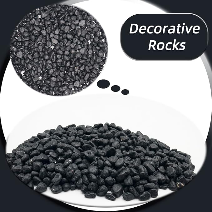 Black Pebbles for Crafts, 0.9 Pound Natural Polished Aquarium Gravel, Decorative Pebbles for Indoor Plants, Turtle Tank, Vase, Succulents Cactus, Garden Landscaping