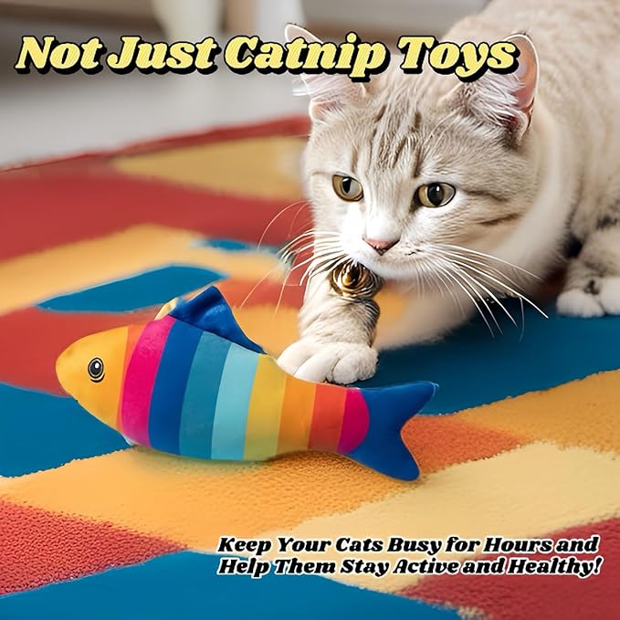 Catnip Toys for Indoor Cats - 6 Pack Organic Plush Kicker Toys, Bite-Resistant Cute Funny Toys for Play & Enrichment from Kittens to Senior Cats