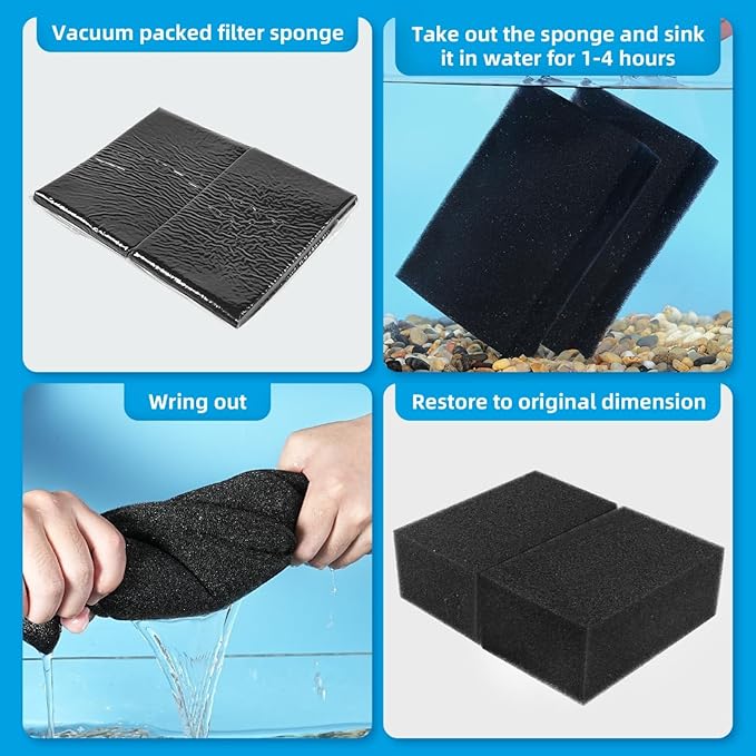 AQUANEAT 2 Pack Aquarium Bio Sponge Filter Media Pad Cut-to-Size Open Cell Foam Sheet for Fish Tank Sump (7.5" x 4.7" x 2.75")