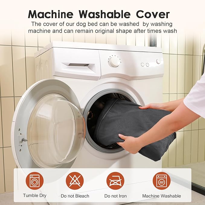 Chew Proof Dog Bed, 3" Memory Foam Dog Bed for Small and Medium Dogs, Removable and Washable Microsuede Cover, Waterproof Liner, Nonskid Bottom, 35x23 Inches M Dark Grey