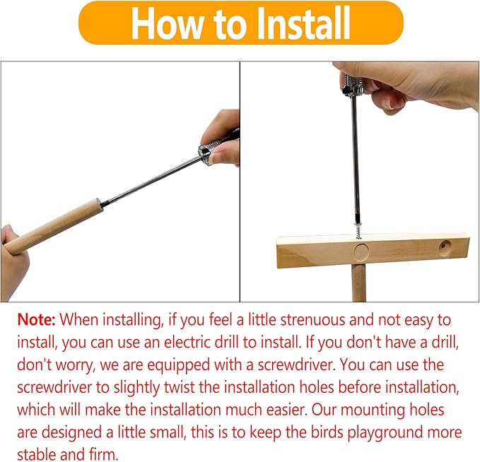 Bird Palyground, Parrot Playstand Natural Wood, Bird Perch Stand Gym with Feeder Cups and Removable Tray, Bird Cage Accessories for Parakeets Cockatiels Lovebirds