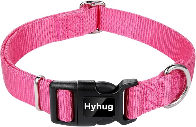 Hyhug Small Dog Collar Quick-Release Pink| Heavy-Duty Nylon Puppy Collar, Adjustable & Durable Pet Supplies for Boy & Girl Dogs (Small, Candy Pink)