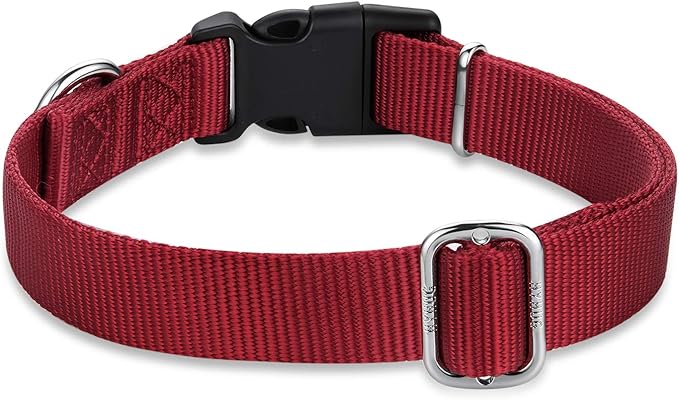 Hyhug Pets Classic Regular Solid Color Puppy Dog Collar (Small, Red)