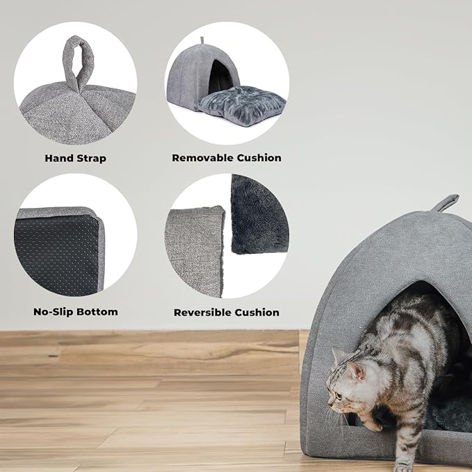 Best Pet Supplies Pet Tent-Soft Bed for Dog and Cat by - Gray, 20" x 20" x H:22"