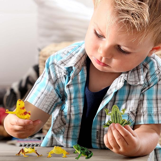 36 Pieces Plastic Frogs Toy Mini Vinyl Realistic Frog Decorations Fun Rain Forest Character Figures Lifelike Toy for Rana Crafting Party Supplies Home Decor Game