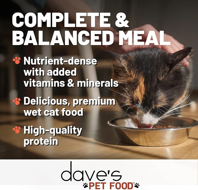 Dave's Pet Food Grain Free Wet Cat Food (Minced Chicken in Gravy), Naturally Healthy Canned, Added Vitamins & Minerals, Wheat, Gluten & GMO-Free, 2.8 oz (24 Pack)