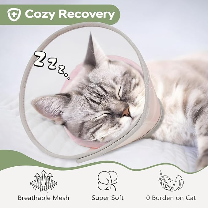 Cat Cone Collar Soft: Comfortable Waterproof Mesh Recovery Cone After Surgery to Stop Licking and Scratch, Alternative to Plastic Elizabeth Head/Neck Cone