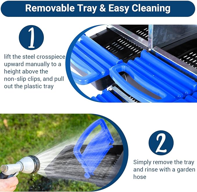 Chicken Nesting Boxes, 10 Hole Metal Chicken Laying Box with with Removable Trays and Roll Out Egg Collection for Chicken Coop, Blue