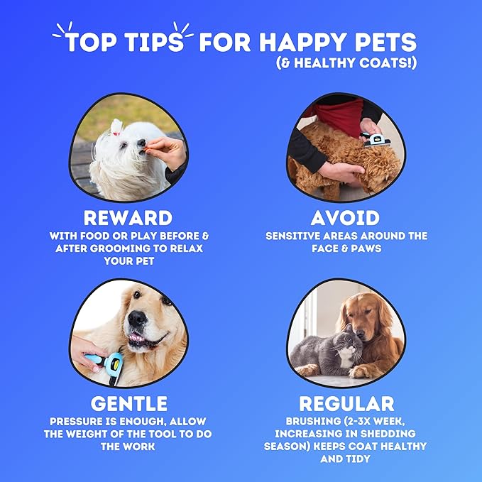 DakPets Deshedding Tool | Stainless Steel Grooming Brush for Shedding Fur Removal - Cats and Dogs