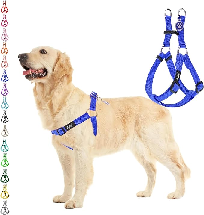 PUPTECK No Pull Dog Harness Soft Adjustable Basic Nylon Step in Puppy Vest Outdoor Walking with ID Tag Medium