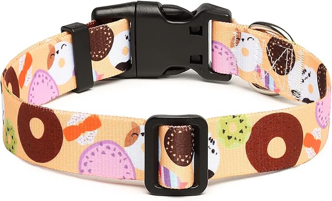 Mercano Adjustable Dog Collar - Special Design Patterns, Soft Nylon Comfortable Sturdy Pet Collar for Small Medium Large Dogs (S, Beige Cookie)
