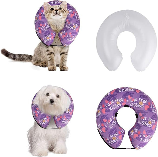 CuteBone Inflatable Soft Dog Cone with Removable Fleece Covers for Small/Medium/Large Dogs and Cats After Surgery GWB06S