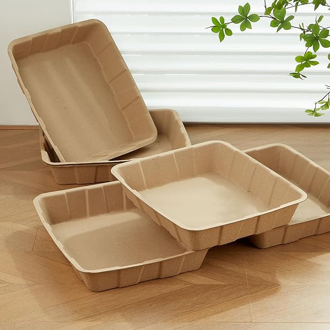 Vealind Disposable Cat Litter Boxes, Cardboard Cats Litter Tray Cat Travel Toilet Litter Pan Liners Cats and Small Animals Leakproof Litter Box (5 Pack)