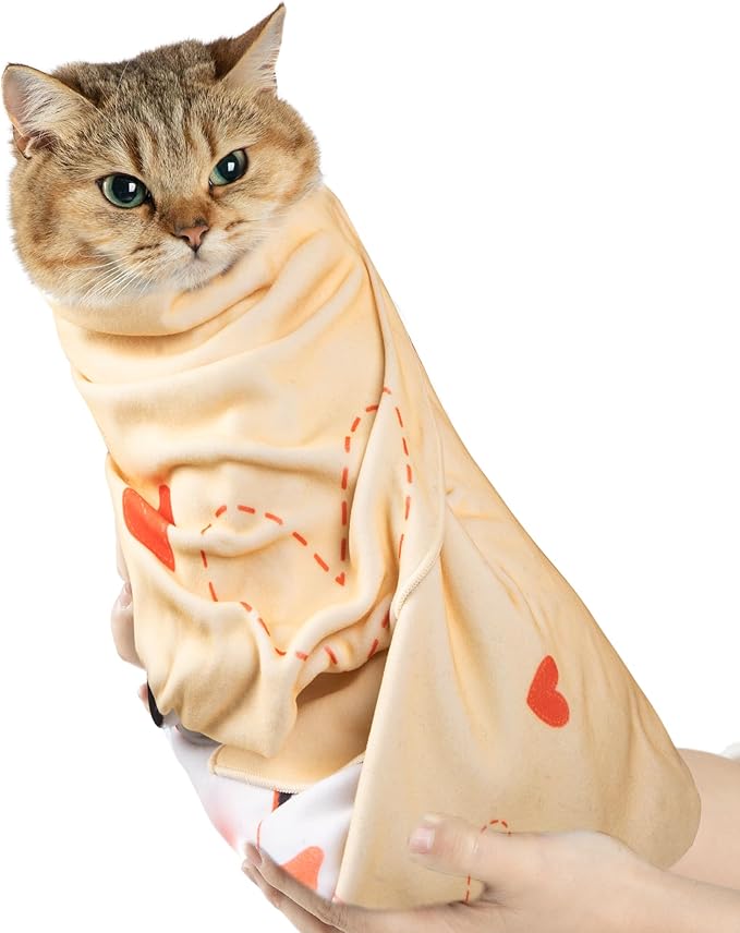 Cat Grooming Wrap,Anti-Escape Cat Wrap for Grooming,Self-Adherent Soft Cat Blanket to Wrap,Clip Nails, Anti-Bite, Anti-Scratch,Cat Calming Wrap,Cat Burrito Wrap,Swaddle Wrap Pet Tool Large Size