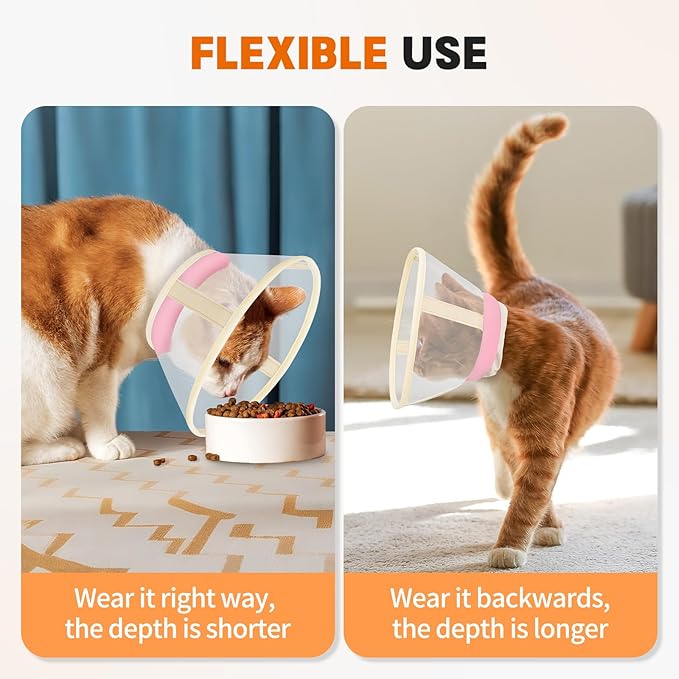 Cat Cone Collar Soft- Adjustable Comfortable Air Mesh Recovery Cone After Surgery to Stop Licking and Scratch, Alternative to Plastic Elizabethan Collar for Cat, Whiskers Freedom (Pink, XS)