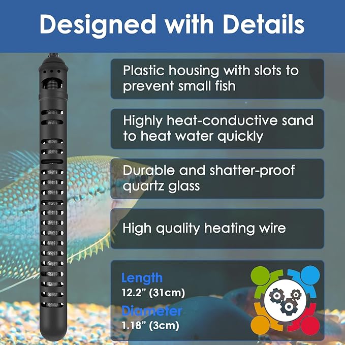Aquarium Heater 800W Fish Tank Heater with External Thermostat (Dual Digital Display), Turtle Heater for Tanks 120-160 Gallons, Dry-Run/Overheating Protection and Memory Function