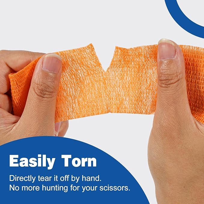 AZEN 120 Pack Self Adhesive Bandage Wrap, 2" X 5 Yards Elastic Cohesive Bandage Wrap, Color Athletic Tape, Vet Wrap, Ankle Tape